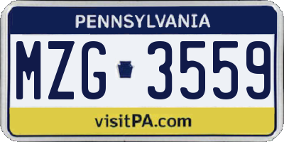PA license plate MZG3559