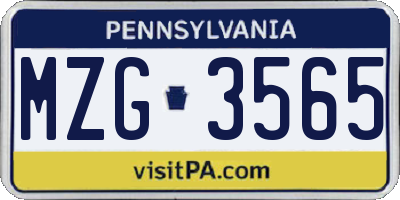 PA license plate MZG3565