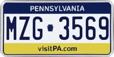 PA license plate MZG3569