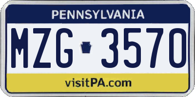 PA license plate MZG3570