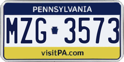 PA license plate MZG3573