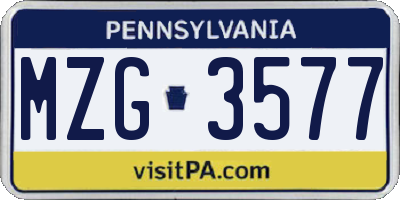 PA license plate MZG3577