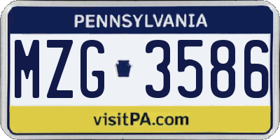 PA license plate MZG3586