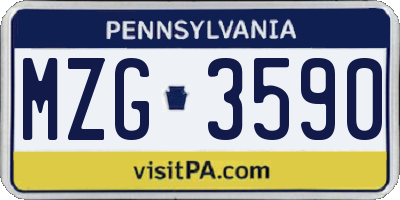 PA license plate MZG3590
