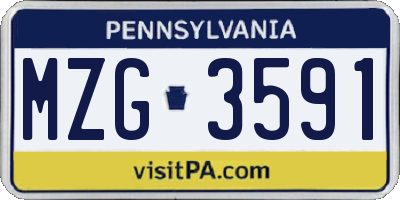 PA license plate MZG3591