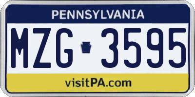 PA license plate MZG3595