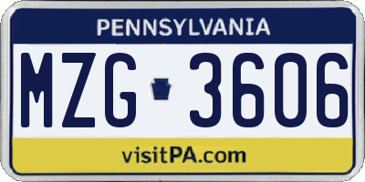 PA license plate MZG3606