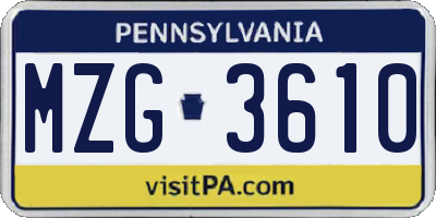 PA license plate MZG3610