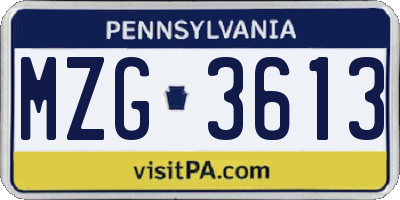 PA license plate MZG3613