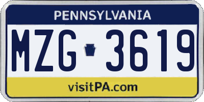 PA license plate MZG3619