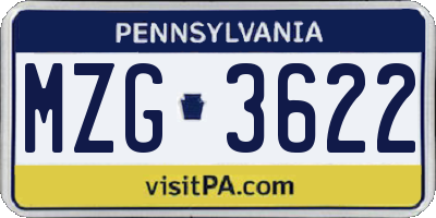 PA license plate MZG3622