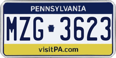 PA license plate MZG3623