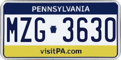 PA license plate MZG3630