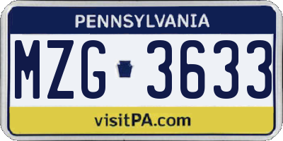 PA license plate MZG3633