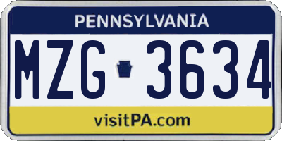 PA license plate MZG3634