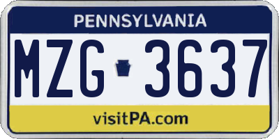 PA license plate MZG3637