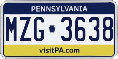 PA license plate MZG3638