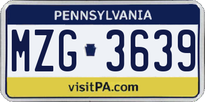 PA license plate MZG3639