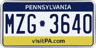 PA license plate MZG3640
