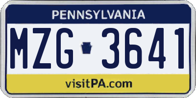 PA license plate MZG3641