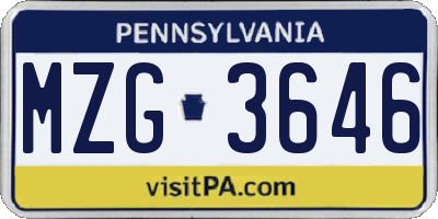 PA license plate MZG3646