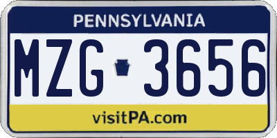 PA license plate MZG3656