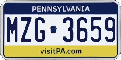 PA license plate MZG3659