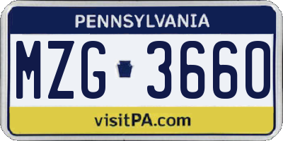 PA license plate MZG3660