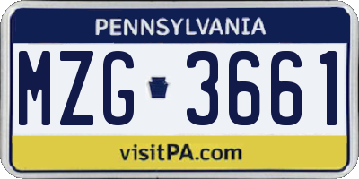 PA license plate MZG3661