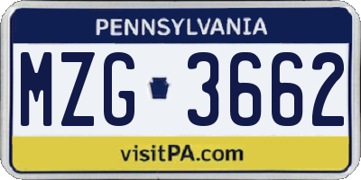 PA license plate MZG3662