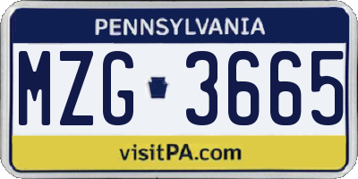 PA license plate MZG3665