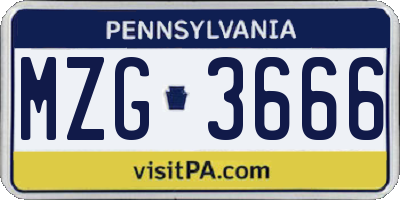 PA license plate MZG3666