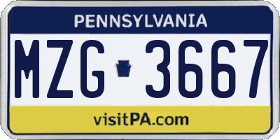 PA license plate MZG3667