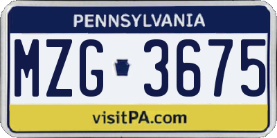 PA license plate MZG3675