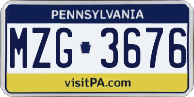PA license plate MZG3676