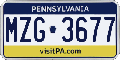 PA license plate MZG3677