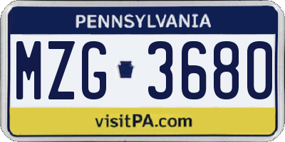 PA license plate MZG3680
