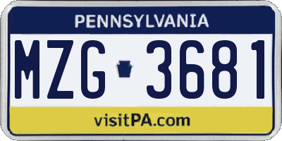 PA license plate MZG3681