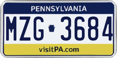 PA license plate MZG3684