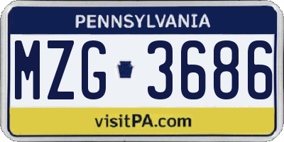 PA license plate MZG3686