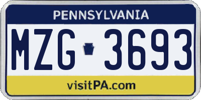 PA license plate MZG3693