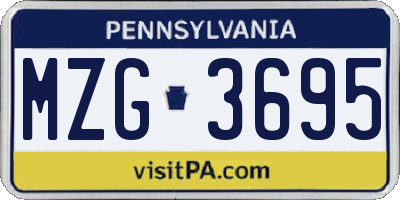 PA license plate MZG3695