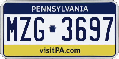 PA license plate MZG3697