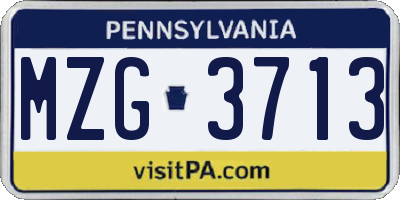 PA license plate MZG3713