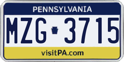 PA license plate MZG3715