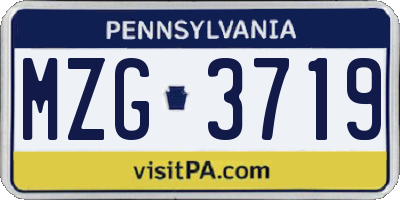 PA license plate MZG3719
