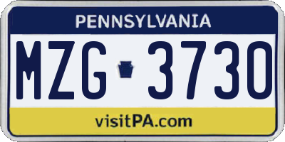PA license plate MZG3730