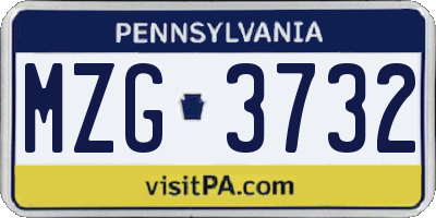 PA license plate MZG3732