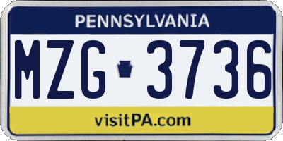 PA license plate MZG3736