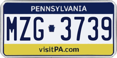 PA license plate MZG3739